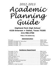 Academic Planning Guide - Highland Park High School