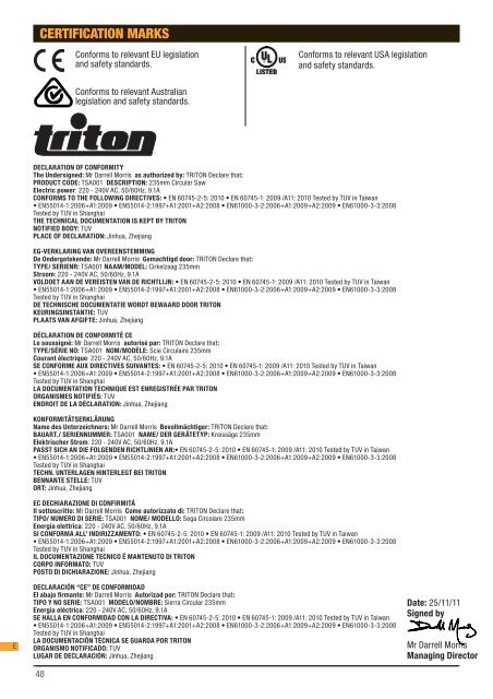 Precision Power Saw 235mm / 9 ¼" TSA 001 - Triton Tools | Home