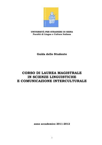 guida dello studente a.a. 2011-2012 - UniversitÃ  per Stranieri di Siena
