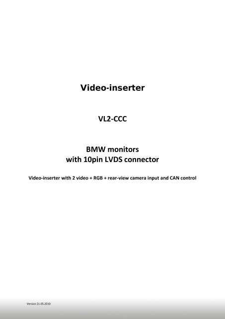 VL2-CCC BMW Monitors With 10pin  LVDS ... - AlarmService.ro