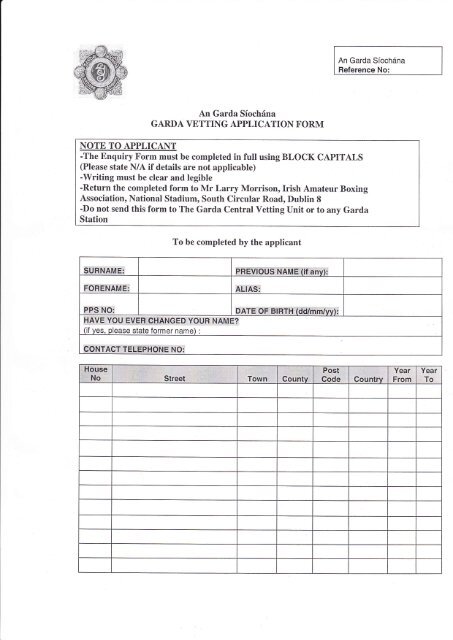 GARDA YETTING APPLICATION FORM NOTE TO APPLICANT - IABA