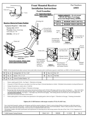 Front Mounted Receiver Installation Instructions â  â¡ â¢ â£ - Draw-Tite