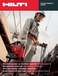 Growth picks up further speed: Hilti at a glance Corporate culture ...