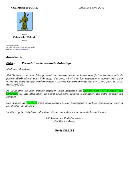 Formulaire De Demande D Abattage Mail Universel Fr Pdf Uccle