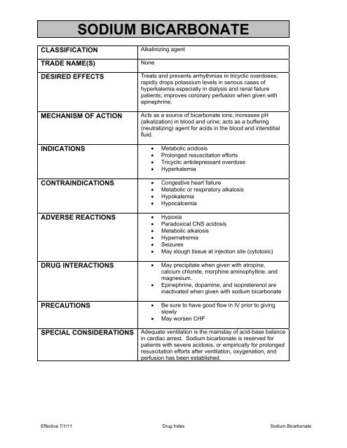 SODIUM BICARBONATE - Summa Center for EMS