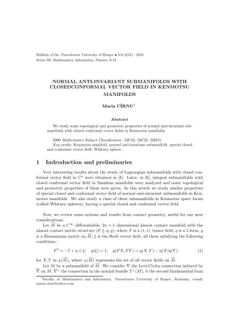 Cirnu M., Normal anti-invariant submanifolds with closed conformal ...