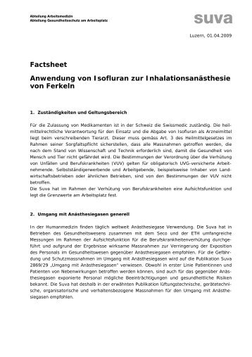 Factsheet Anwendung von Isofluran zur InhalationsanÃ¤sthesie von ...