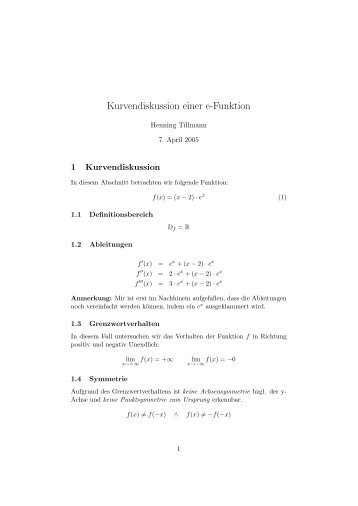 Kurvendiskussion einer e-Funktion - Henning Tillmann