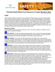 Potential Health Effects of Exposure to Copper Beryllium - Materion