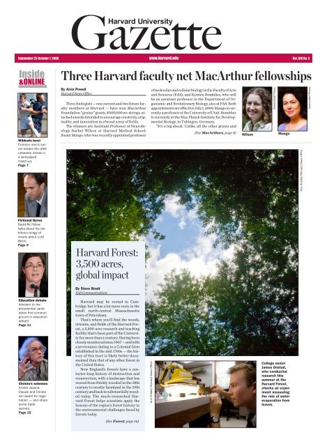 Three Harvard faculty net MacArthur fellowships - Harvard News ...