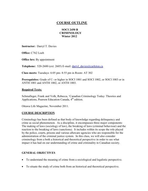 COURSE OUTLINE - Www3.carleton.ca - Carleton University