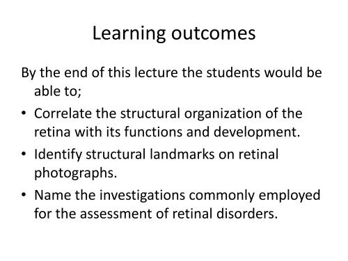 Review of anatomy & physiology of the Retina