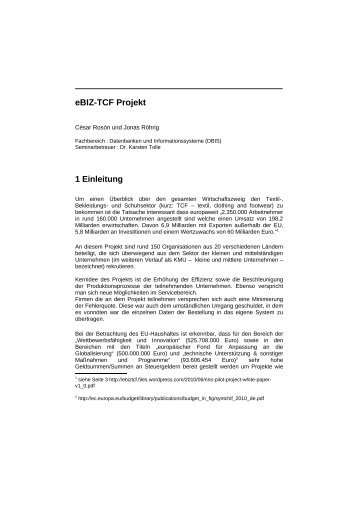 eBIZ-TCF Projekt 1 Einleitung
