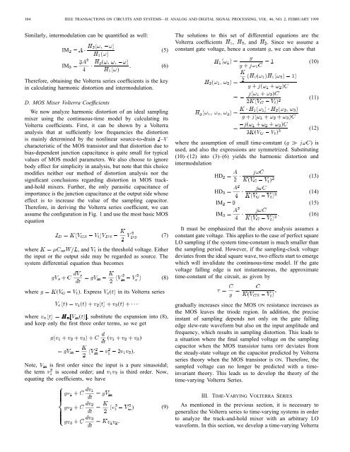 Distortion Analysis of Mos Track-and-hold Sampling Mixers Using ...