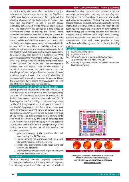 Editorial & Advisory Board - Acta Technica Corviniensis