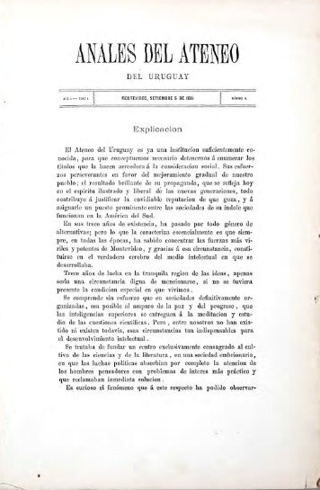 Año 1, t. 1, nº 1 - Publicaciones Periódicas del Uruguay