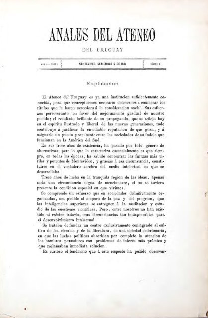 Año 1, t. 1, nº 1 - Publicaciones Periódicas del Uruguay