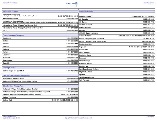 United Airlines Flight Schedule