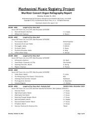 Wurlitzer Concert Organ Rollography Report - Mechanical Music Press