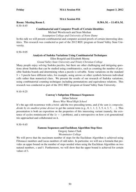 Pi Mu Epsilon - Mathematical Association of America