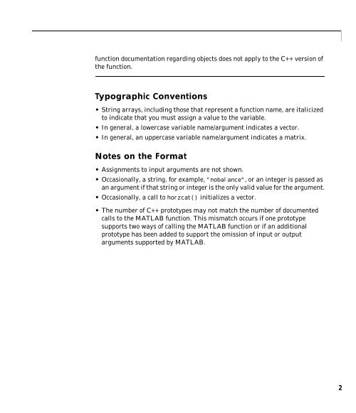 MATLAB C++ Math Library Reference