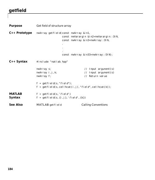 MATLAB C++ Math Library Reference