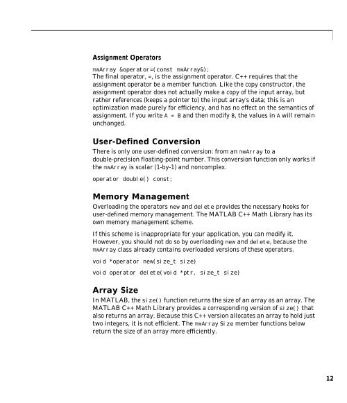 MATLAB C++ Math Library Reference