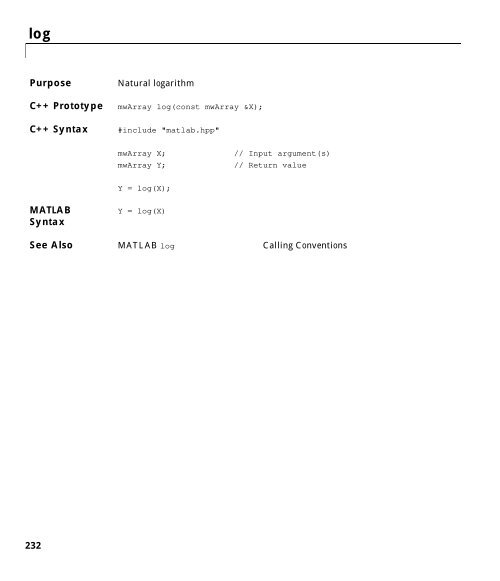 MATLAB C++ Math Library Reference