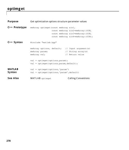 MATLAB C++ Math Library Reference