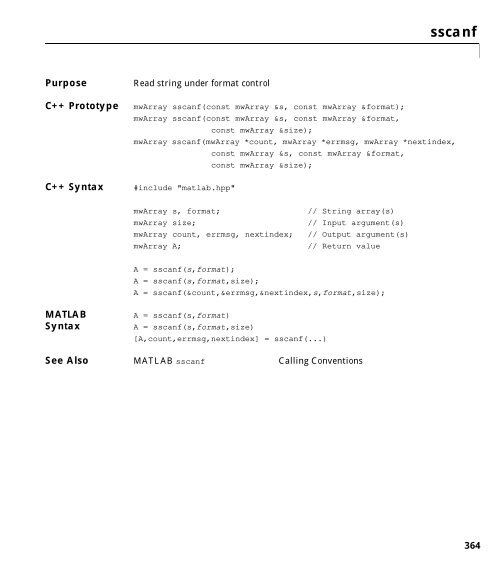 MATLAB C++ Math Library Reference