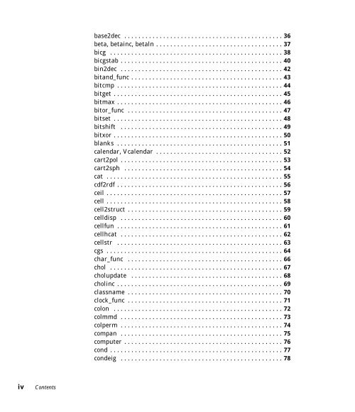 MATLAB C++ Math Library Reference