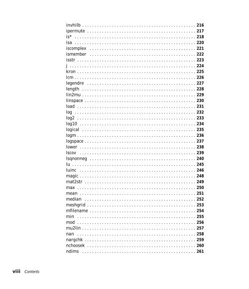 MATLAB C++ Math Library Reference