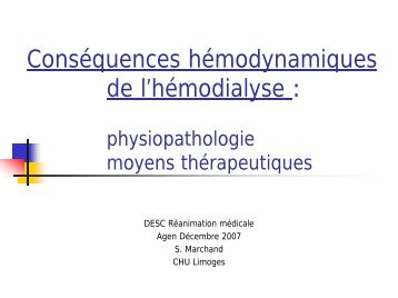 Conséquences hémodynamiques de l'hémodialyse :