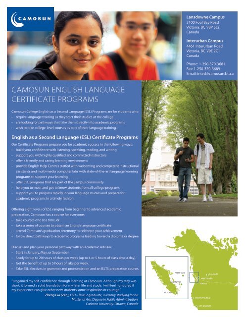 English Language Certificate Programs - Camosun College