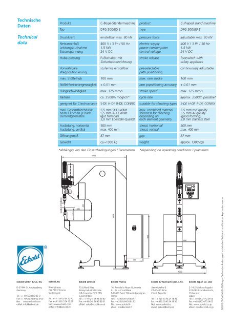 Universelle C-Bügel-Ständermaschine DFG 500/80 E ... - Eckold