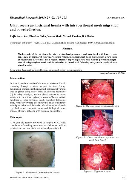 Giant recurrent incisional hernia with intraperitoneal mesh migration ...