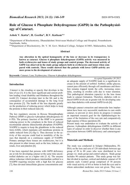 Role of Glucose 6 Phosphate Dehydrogenase (G6PD) - ResearchGate