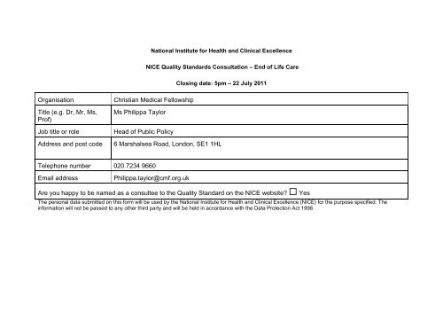 Ms Philippa Taylor Job title or role Head of Public Poli - Christian ...