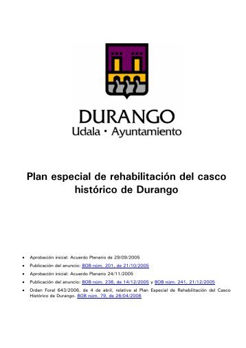 Plan especial de rehabilitaciÃ³n del casco histÃ³rico de Durango