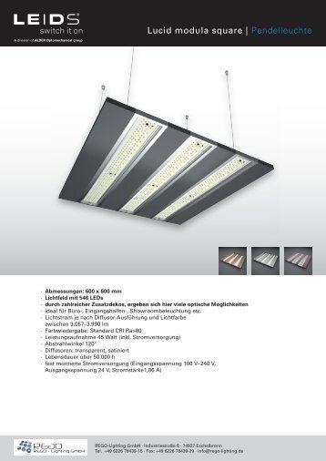 Lucid modula square | Pendelleuchte - REGO-Lighting GmbH