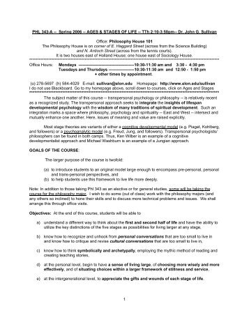 PHL 343-A -- FALL 2003 -- AGES & STAGES OF LIFE