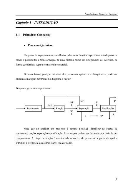 IntroduÃ§Ã£o aos Processos QuÃ­micos - Escola de QuÃ­mica / UFRJ