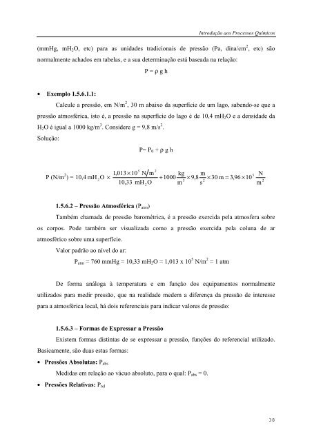 IntroduÃ§Ã£o aos Processos QuÃ­micos - Escola de QuÃ­mica / UFRJ