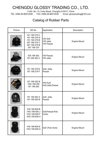 Catalog Of Rubber Parts - ChengDu Glossy Trading Co., Ltd.
