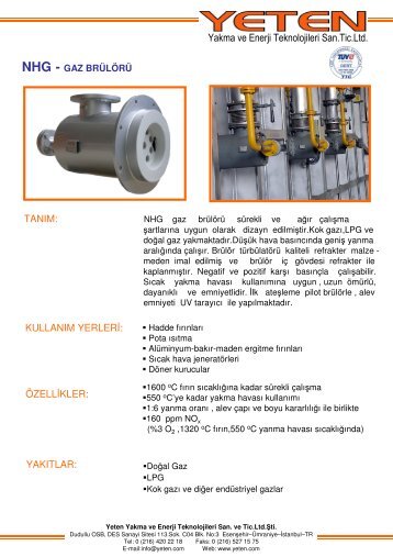 NHG Gaz BrÃ¼lÃ¶rÃ¼ - YETEN Yakma ve Enerji Teknolojileri - Fischer ...