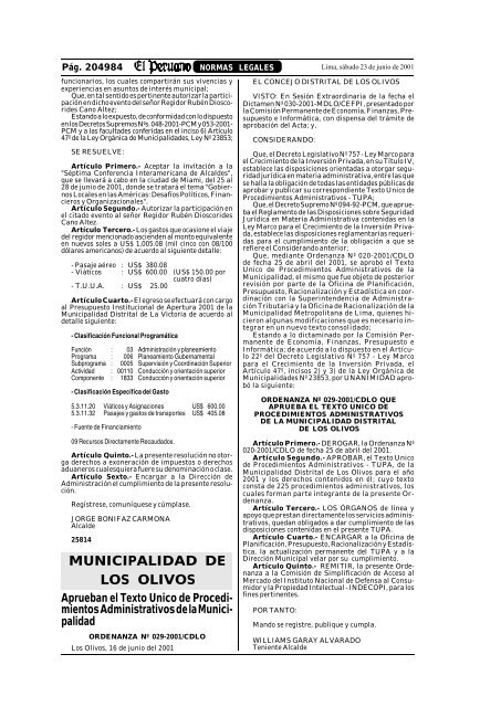 ORDENANZA NÂº 037 - Municipalidad de La Molina