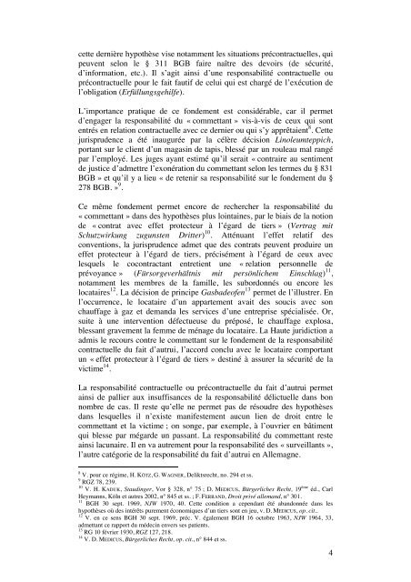 La responsabilitÃ© du fait d'autrui en droit allemand - Grerca