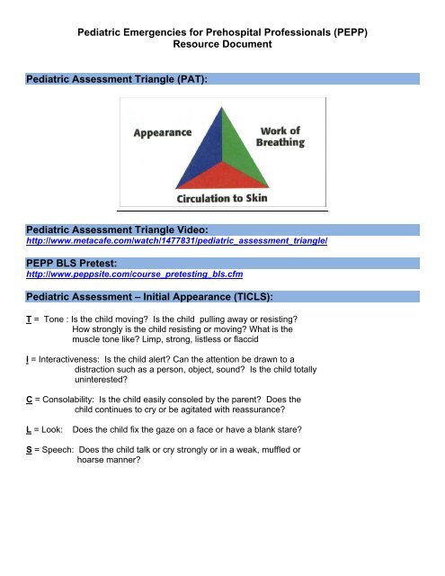Pediatric Assessment â Initial Appearance