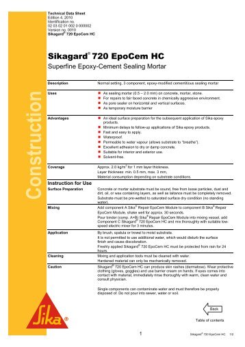 Sikagard 720 EpoCem HC - Sika Indonesia