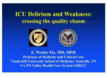 Wesley Ely ICU-acquired delirium and weakness